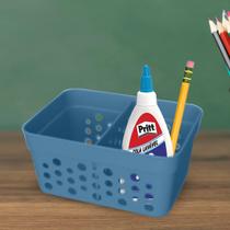 Cesto Mini Organizador Com 1 Divisória Mini Azul Empilhável Cesto Mini Organizador Com 1 Divisória Mini Azul Empilhável