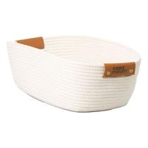 Cesto Multiuso Algodão Decorativo Com Alça Branco 45x30x15