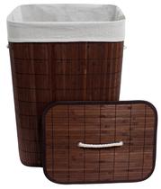 Cesto Multiuso Bambu Organizador Roupa Suja Dobrável 72lts