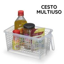 Cesto Multiuso c/ alça 3,7 l Lavanderia Retangular Plástico Despensa Banheiro Cozinha Multiuso