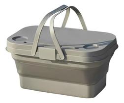 Cesto Multiuso Com Mesa Dobrável Piquenique Passeio - Cinza