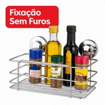 Cesto Multiuso com Ventosas Cromado 26cm Fixação Sem Furos e Capacidade 8kg BSMIX