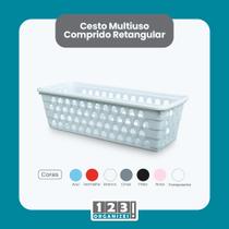 Cesto Multiuso Comprido Retangular Branco 28x11x8 Cm 123Organizei
