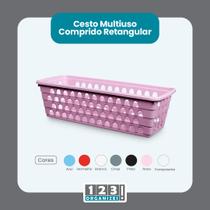Cesto Multiuso Comprido Retangular Rosa 28x11x8 Cm 123Organizei Cesto Multiuso Comprido Retangular Rosa 28x11x8 Cm 123Organizei