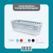 Cesto Multiuso Comprido Retangular Transparente 28x11x8 Cm 123Organizei