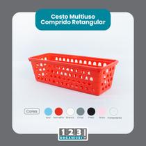 Cesto Multiuso Comprido Retangular Vermelho 28x11x8 Cm 123Organizei Cesto Multiuso Comprido Retangular Vermelho 28x11x8 Cm 123Organizei