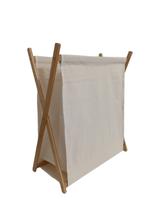 Cesto Multiuso em Tecido com Suporte Bambu 52x31x58cm Cesto Multiuso em Tecido com Suporte Bambu 52x31x58cm