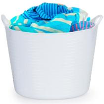 Cesto Multiuso Flexível Com Alças 42 Litros Lavanderia Roupas Sujas Brinquedos Quarto Branco Arthi