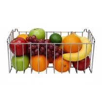 Cesto Multiuso Fruteira de Parede Aramado para Cozinha Lavanderia N2 25x11cm Cromado