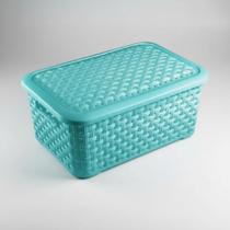 Cesto Multiuso Grande Retangular Organizador Azul Ambiente