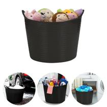 Cesto Multiuso Lavanderia Brinquedos Organizador Flexível 20 Litros Preto Com Alças