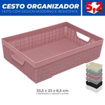 Cesto Multiuso Organizador Armário Gaveta Lavanderia M 33x23 Cesto Multiuso Organizador Armário Gaveta Lavanderia M 33x23