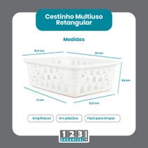 Cesto Multiuso Organizador Médio Branco 20x15,5x6,5Cm