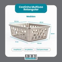 Cesto Multiuso Organizador Médio Cinza 20x15,5x6,5Cm