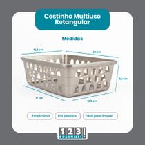 Cesto Multiuso Organizador Médio Cinza 20x15,5x6,5Cm