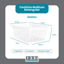 Cesto Multiuso Organizador Médio Transparente 20x15,5x6,5Cm