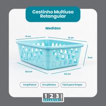 Cesto Multiuso Organizador Pequeno REF023 16x12x6Cm Azul 123Organizei Cesto Multiuso Organizador Pequeno REF023 16x12x6Cm Azul 123Organizei
