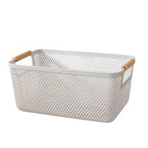 Cesto Multiuso Plástico 31x20x14cm com Alça Bambu