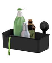 Cesto Multiuso Retangular Praticità Bella em Plástico Preto com Fixação por Ventosa 15x27x16cm - Future