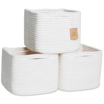 Cesto NaturalCozy 23x23x18 cm Corda de Algodão Kit com 3 Unidades