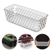 Cesto Organização Plastico Retangular Multiuso 28cm Comprido Preto Branco Rosa Transparente