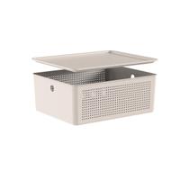 Cesto Organizador 12 Litros Flow Com Tampa - Bege