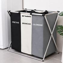 Cesto organizador 3 compartimentos dobravel e aluminio 62cm Cesto organizador 3 compartimentos dobravel e aluminio 62cm