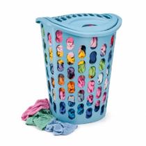 Cesto organizador 40l azul grande com tampa porta brinquedos roupa suja telado multiuso quarto lavanderia banheiro sapat Cesto organizador 40l azul grande com tampa porta brinquedos roupa suja telado multiuso quarto lavanderia banheiro sapat