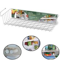 Cesto Organizador 48cm para Prateleira Cozinha, Banheiro, Lavanderia Niquelart