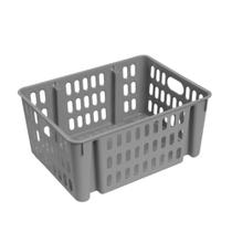 CESTO ORGANIZADOR 7,4L EMPILHAVEL ELLOPLAS 31X22X13CM - Cinza