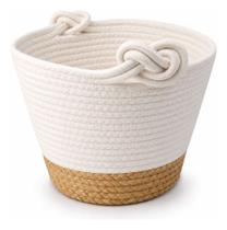 Cesto Organizador Algodão Fibra Natural Decorativo 28x26cm Palha