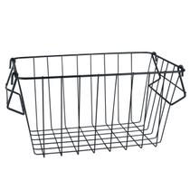 Cesto Organizador Aramado Inox com Alça Cozinha Sala Preto