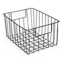 Cesto Organizador Aramado Médio 21x27x15cm Preto Praticidade e Estilo para sua Casa
