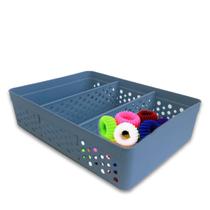 Cesto Organizador Armário Gaveta 2 Divisórias GG Azul Blue Cesto Organizador Armário Gaveta 2 Divisórias GG Azul Blue