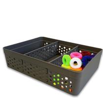 Cesto Organizador Armário Gaveta 2 Divisórias GG Marrom