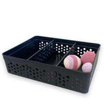 Cesto Organizador Armário Gaveta 2 Divisórias GG Preto