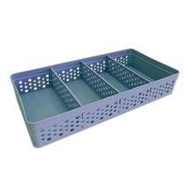 Cesto Organizador Armário Gaveta Maxi 3 Divisórias Azul