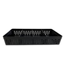 Cesto Organizador Armário Gaveta Rattan 3 Divisórias Preto