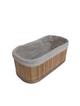 Cesto Organizador Bambu Oval P 20x10x8cm com Forro