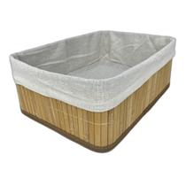 Cesto Organizador Bambu Tamanho Grande Forro Cru Removível Cesto Organizador Bambu Tamanho Grande Forro Cru Removível