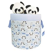 Cesto Organizador Bebê em Tecido Chevron 36cm - Panda