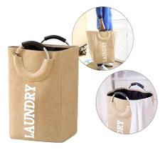 Cesto Organizador Bolsa Dobrável Com Alça Marrom