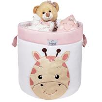 Cesto Organizador Brinquedo Bordado Girafa Rosê