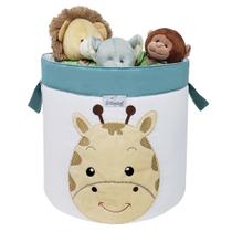 Cesto Organizador Brinquedo Bordado Girafa Verde Malva