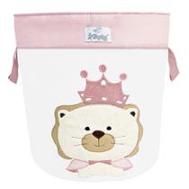 Cesto Organizador Brinquedo Bordado Ursa Princesa Rosê