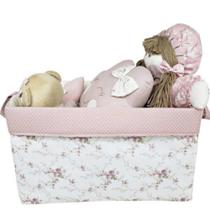 Cesto Organizador Brinquedo Retangular Floral Rosê - Tropical Baby