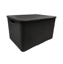 Cesto organizador caixa organizadora retangular preta com alça multiuso para armazenar pequena