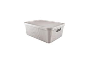 Cesto Organizador Canelado com Tampa 10 Litros Caixa Multiuso Plástico Cinza claro resistente Cesto Organizador Canelado com Tampa 10 Litros Caixa Multiuso Plástico Cinza claro resistente