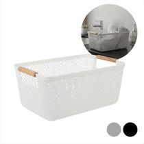 Cesto Organizador Com Alça Madeira Bambu Caixa Decorativo Multiuso Plástico Para Banheiro Cozinha e Armazenamento Leve Cesto Organizador Com Alça Madeira Bambu Caixa Decorativo Multiuso Plástico Para Banheiro Cozinha e Armazenamento Leve