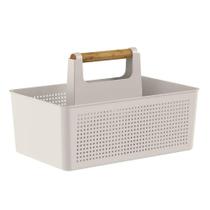 Cesto Organizador com Alça Multiuso Flow Bege Caixa Organizadora Lavanderia Ou